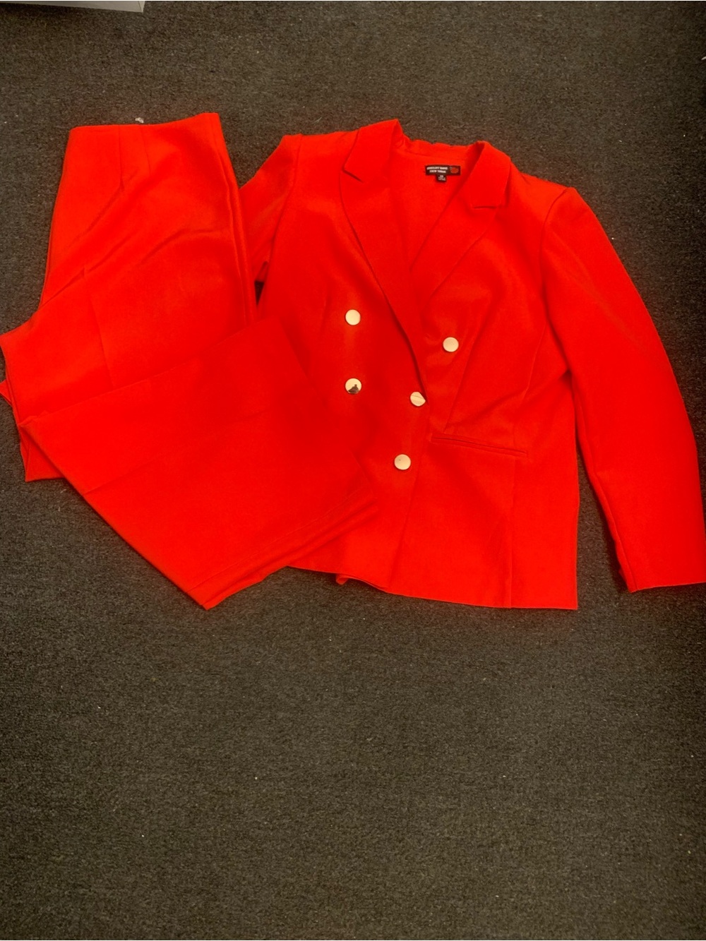 Women's Red Double-Breasted Blazer and Pants Set